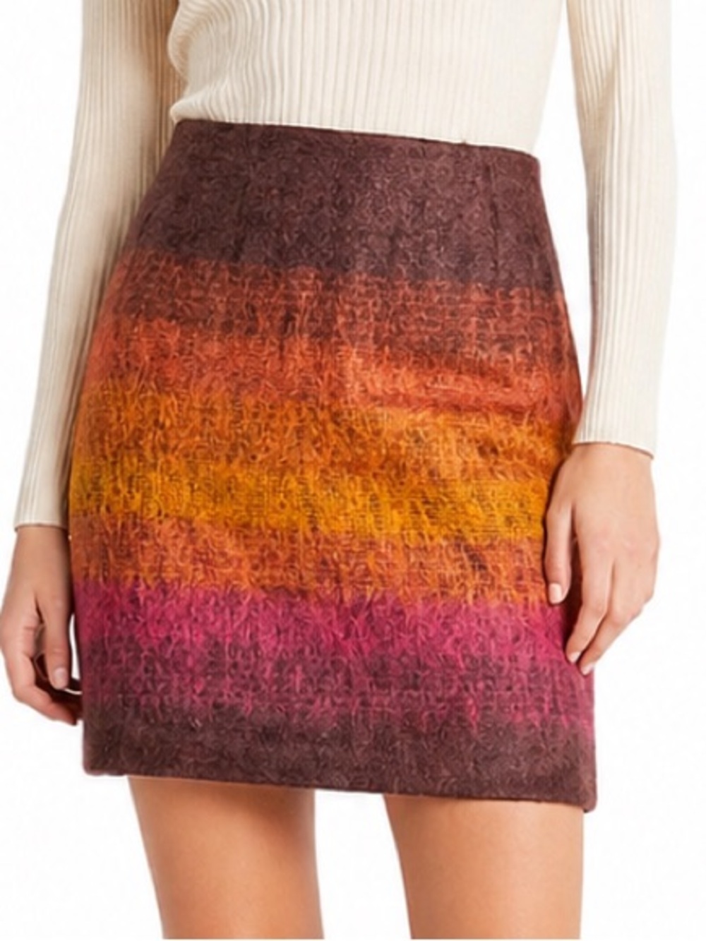 Anthropologie Ombre Mohair Blend Pencil Mini Skirt in Multicolor Size 6